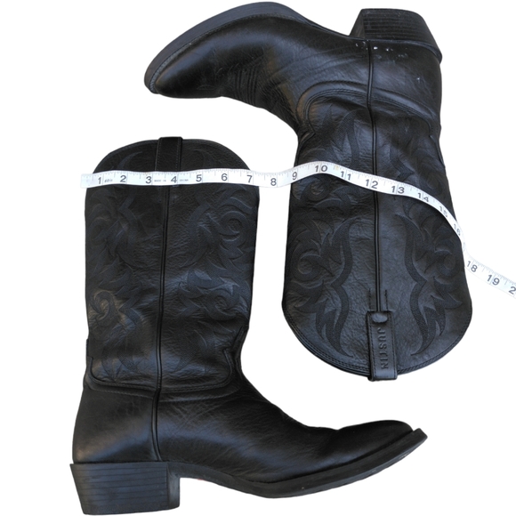 Justin Size 10D Deercow Stampede 2553 Black Leather Western Boots main image 16